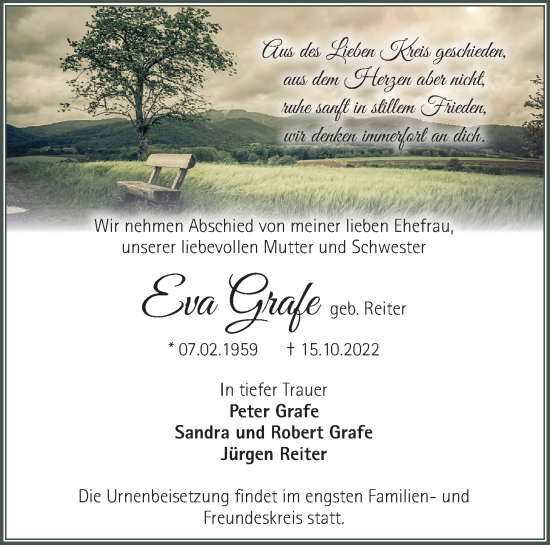 Traueranzeige von Eva Grafe von Märkische Oderzeitung