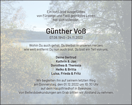Anzeige Günther Voß