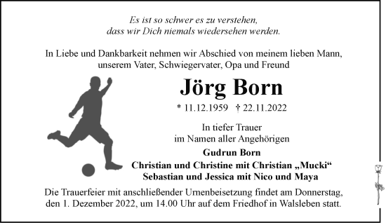 Anzeige Jörg Born