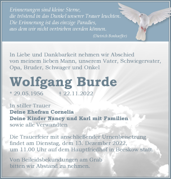Anzeige Wolfgang Burde