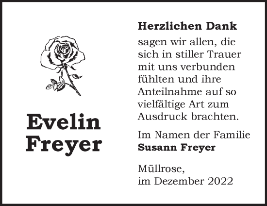 Traueranzeige von Evelin Freyer von Märkische Oderzeitung