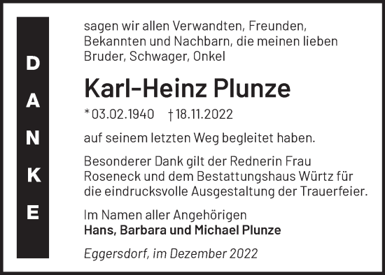 Traueranzeige von Karl-Heinz Plunze von Märkische Oderzeitung