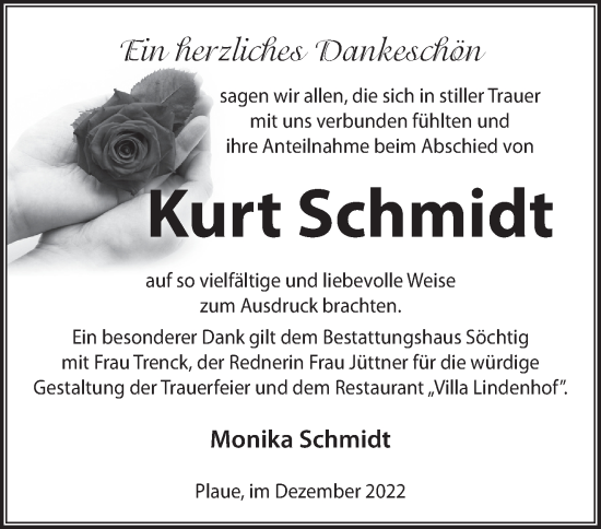 Traueranzeige von Kurt Schmidt von Märkische Oderzeitung