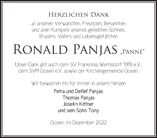 Traueranzeige von Ronald Panjas von Märkische Oderzeitung