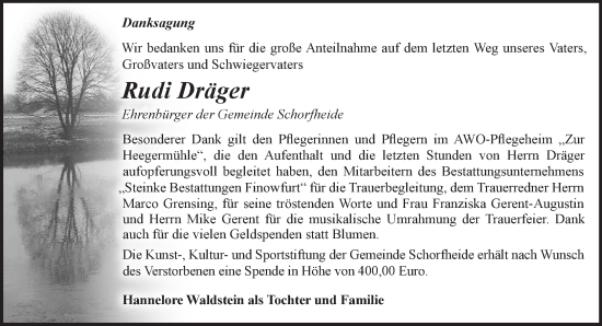 Traueranzeige von Rudi Dräger von Märkische Oderzeitung