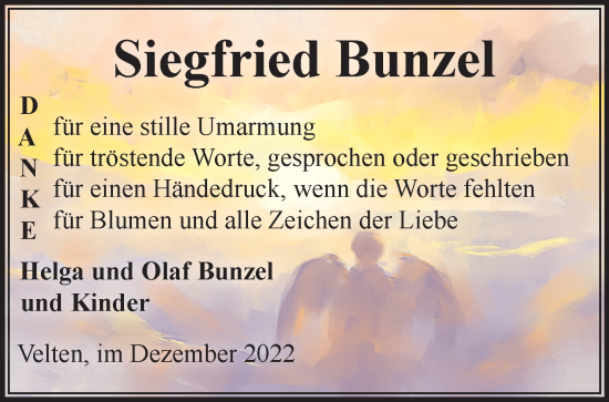 Traueranzeige von Siegfried Bunzel von Märkische Oderzeitung