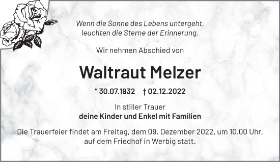 Anzeige Waltraut Melzer