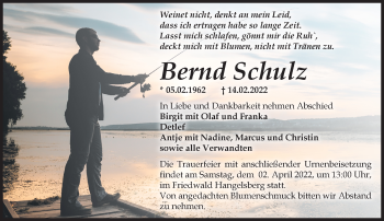 Traueranzeige von Bernd Schulz von Märkische Oderzeitung