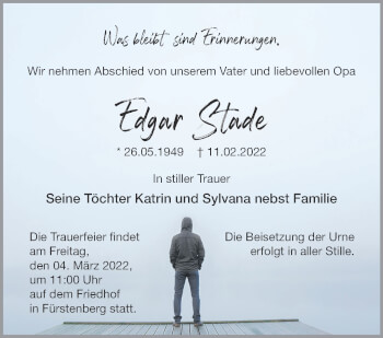Traueranzeige von Edgar Stade von Märkische Oderzeitung