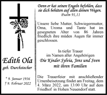 Traueranzeige von Edith Ola von Märkische Oderzeitung