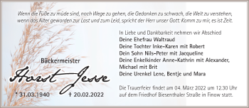 Traueranzeige von Horst Jesse von Märkische Oderzeitung