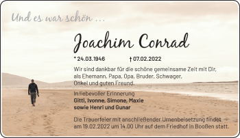 Traueranzeige von Joachim Conrad von Märkische Oderzeitung