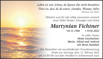 Traueranzeige von Martynian Fichtner von Märkische Oderzeitung