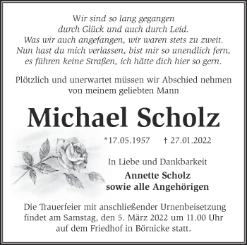 Traueranzeige von Michael Scholz von Märkische Oderzeitung