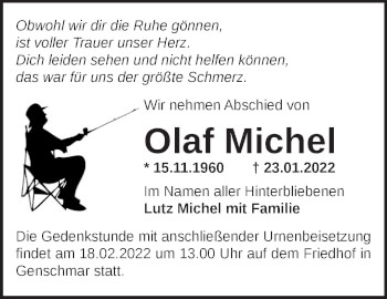 Traueranzeige von Olaf Michel von Märkische Oderzeitung