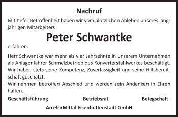 Traueranzeige von Peter Schwantke von Märkische Oderzeitung