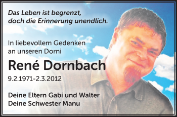 Traueranzeige von René Dornbach von Märkische Oderzeitung