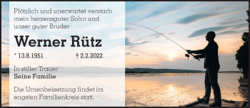 Traueranzeigen von Werner Rütz | Märkische Onlinezeitung Trauerportal