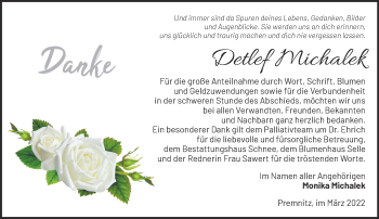 Traueranzeige von Detlef Michalek von Märkische Oderzeitung