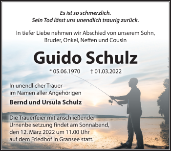 Traueranzeige von Guido Schulz von Märkische Oderzeitung