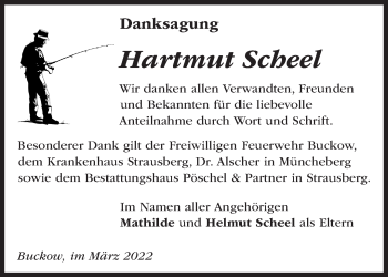 Traueranzeige von Hartmut Scheel von Märkische Oderzeitung