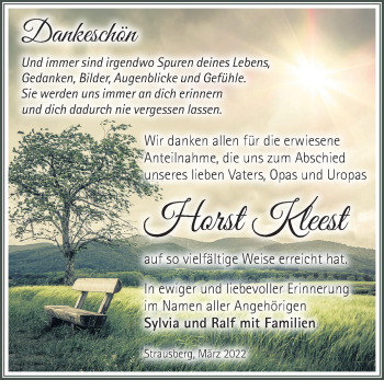 Traueranzeige von Horst Kleest von Märkische Oderzeitung