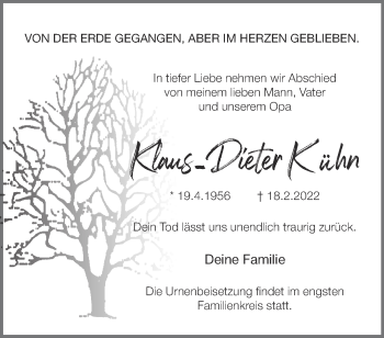 Traueranzeige von Klaus-Dieter Kühn von Märkische Oderzeitung