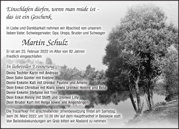 Traueranzeige von Martin Schulz von Märkische Oderzeitung