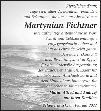 Traueranzeige von Martynian Fichtner von Märkische Oderzeitung