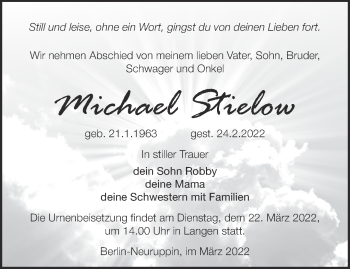 Traueranzeige von Michael Stielow von Märkische Oderzeitung