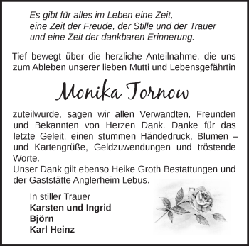 Traueranzeige von Monika Tornow von Märkische Oderzeitung