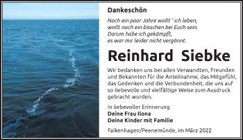 Traueranzeige von Reinhard Siebke von Märkische Oderzeitung