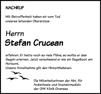 Traueranzeige von Stefan Crucean von Märkische Oderzeitung