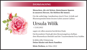 Traueranzeige von Ursula Wölk von Märkische Oderzeitung