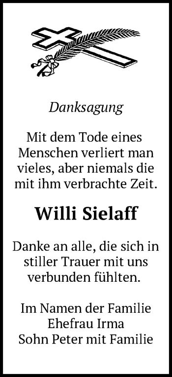Traueranzeige von Willi Sielaff von Märkische Oderzeitung
