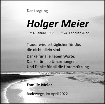 Traueranzeige von Holger Meier von Märkische Oderzeitung