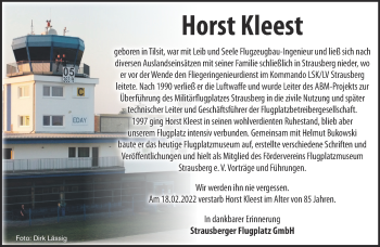 Traueranzeige von Horst Kleest von Märkische Oderzeitung