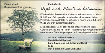 Traueranzeige von Martina Lehmann von Märkische Oderzeitung