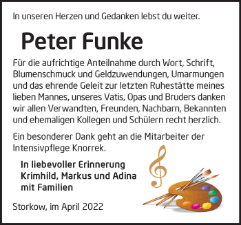 Traueranzeige von Peter Funke von Märkische Oderzeitung