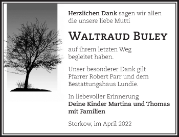 Traueranzeige von Waltraud Buley von Märkische Oderzeitung