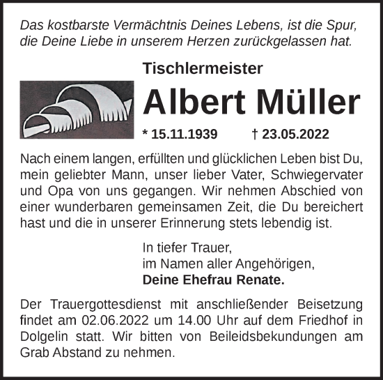 Anzeige Albert Müller