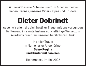 Traueranzeige von Dieter Dobrindt von Märkische Oderzeitung