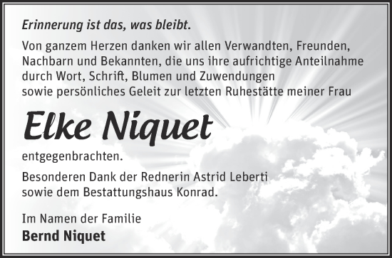 Traueranzeige von Elke Niquet von Märkische Oderzeitung