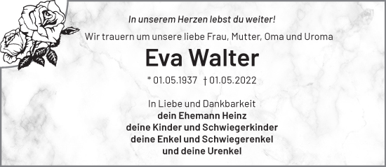 Traueranzeige von Eva Walter von Märkische Oderzeitung
