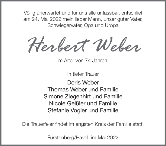 Anzeige Herbert Weber