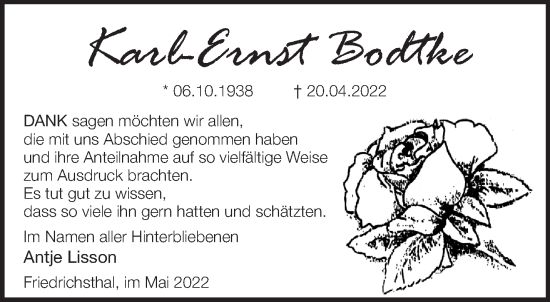 Traueranzeige von Karl-Ernst Bodtke von Märkische Oderzeitung