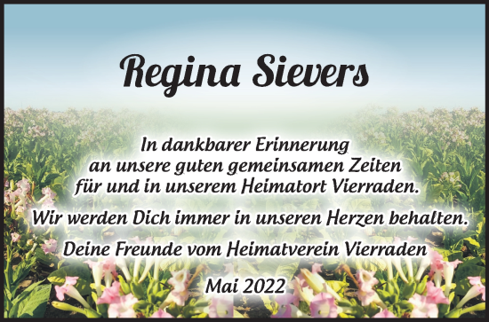 Traueranzeige von Regina Sievers von Märkische Oderzeitung