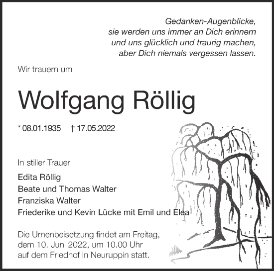 Anzeige Wolfgang Röllig