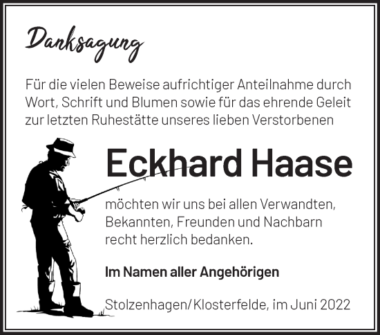 Traueranzeige von Eckhard Haase von Märkische Oderzeitung