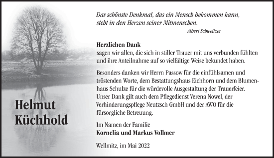 Traueranzeige von Helmut Küchhold von Märkische Oderzeitung